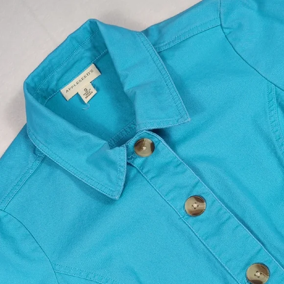 Appleseed's Turquoise Button Front Jean Jacket Women's Size Small - Picture 1 of 6